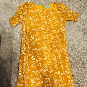 NWOT : Skies are Blue Mustard Ruffle Sleeve Dress